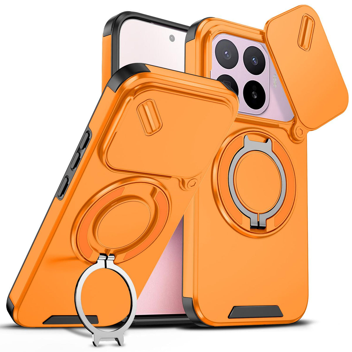 For Xiaomi 17T 5G Sliding Camshield Ring Holder Phone Case - Orange - EDA009720201D