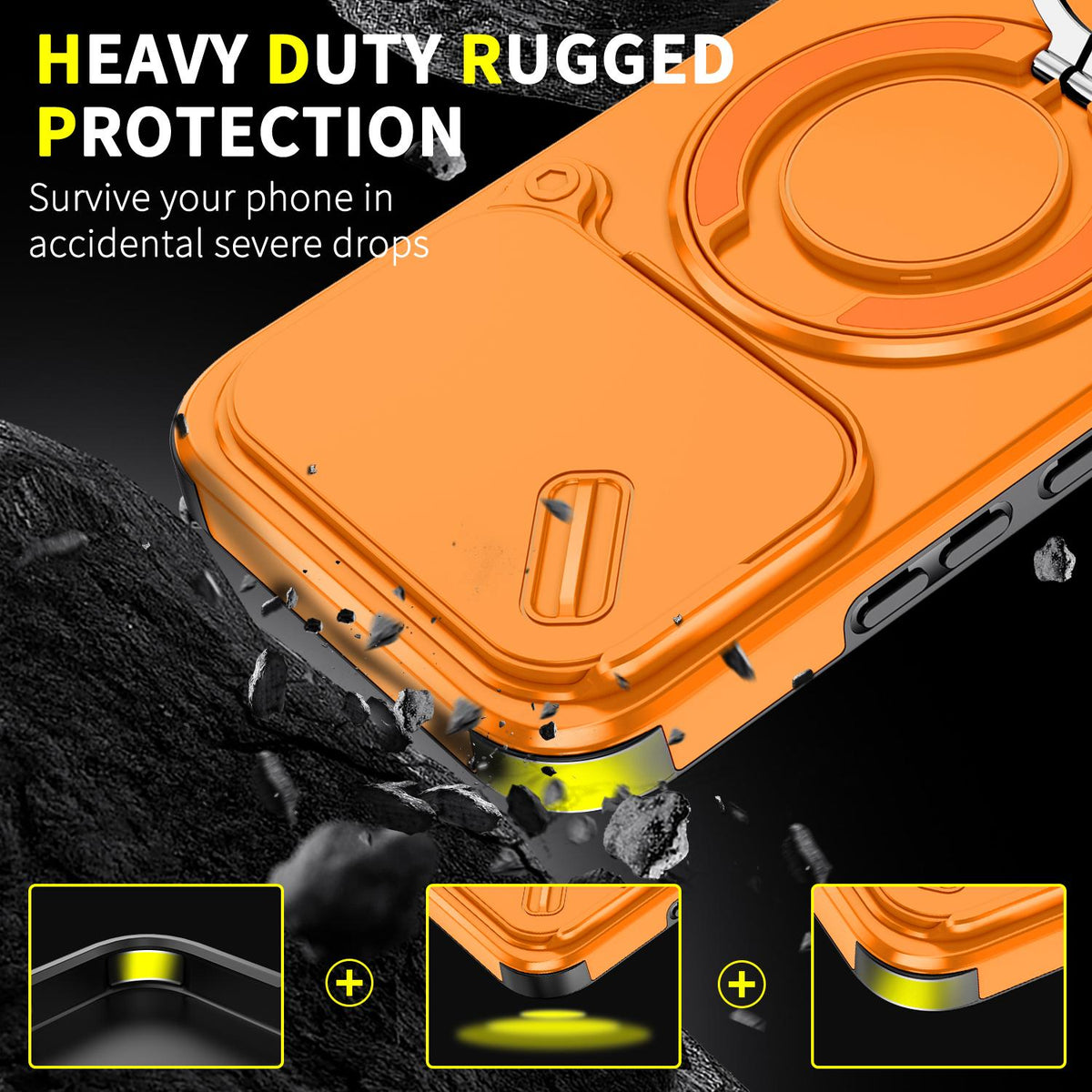For Xiaomi 17T 5G Sliding Camshield Ring Holder Phone Case - Orange - EDA009720201D