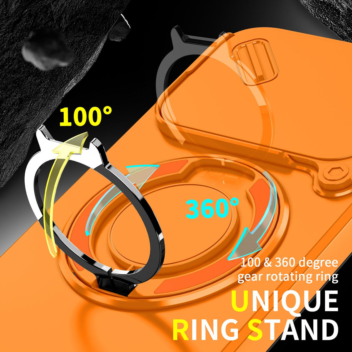 For Xiaomi 17T 5G Sliding Camshield Ring Holder Phone Case - Orange - EDA009720201D