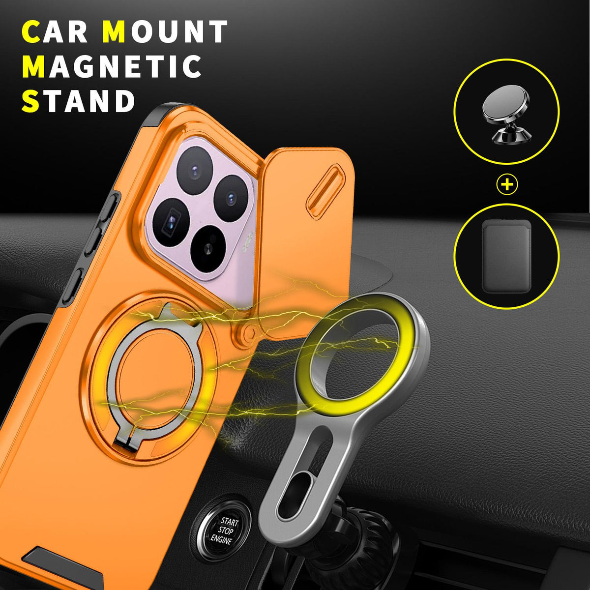 For Xiaomi 17T 5G Sliding Camshield Ring Holder Phone Case - Orange - EDA009720201D
