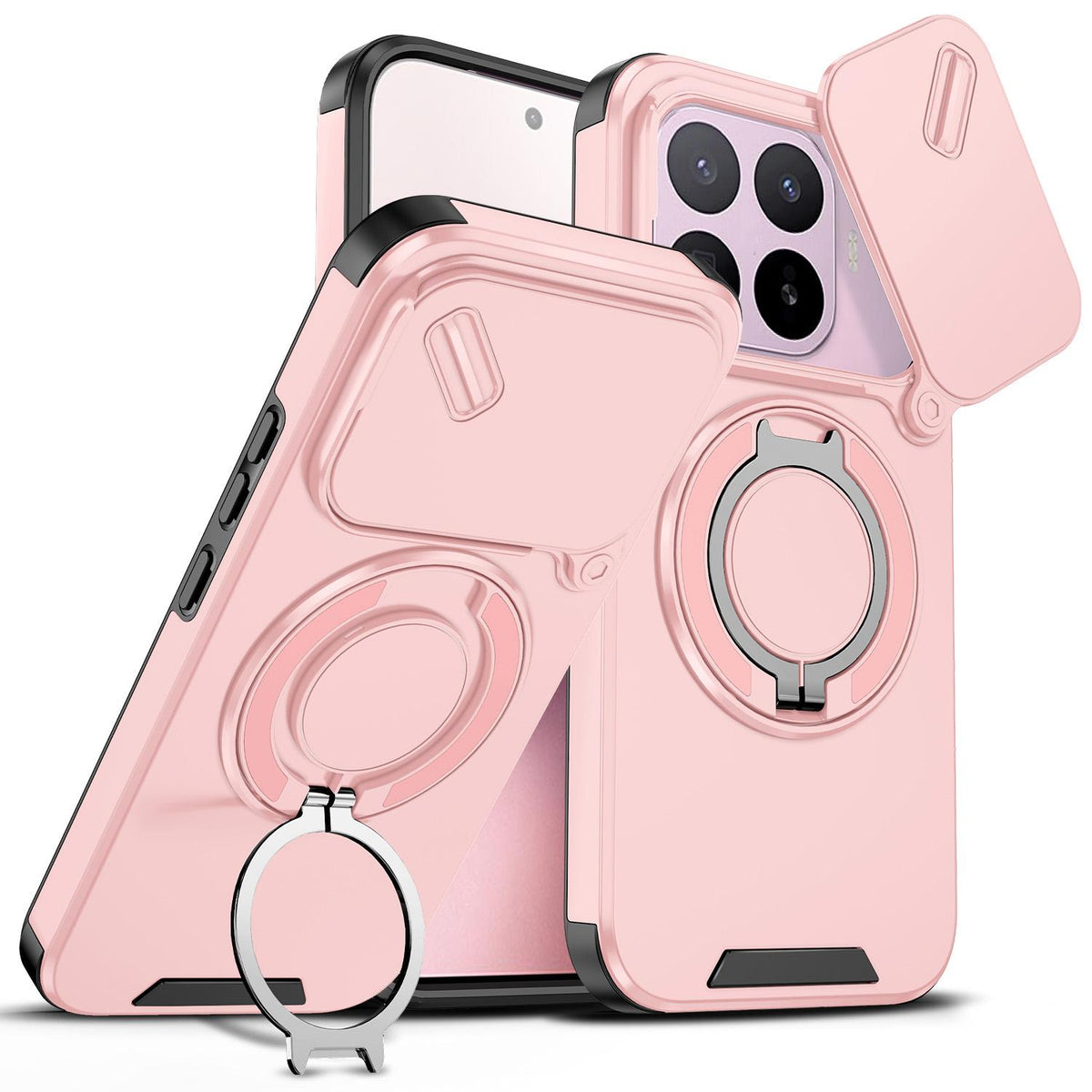 For Xiaomi 17T 5G Sliding Camshield Ring Holder Phone Case - Pink - EDA009720201E
