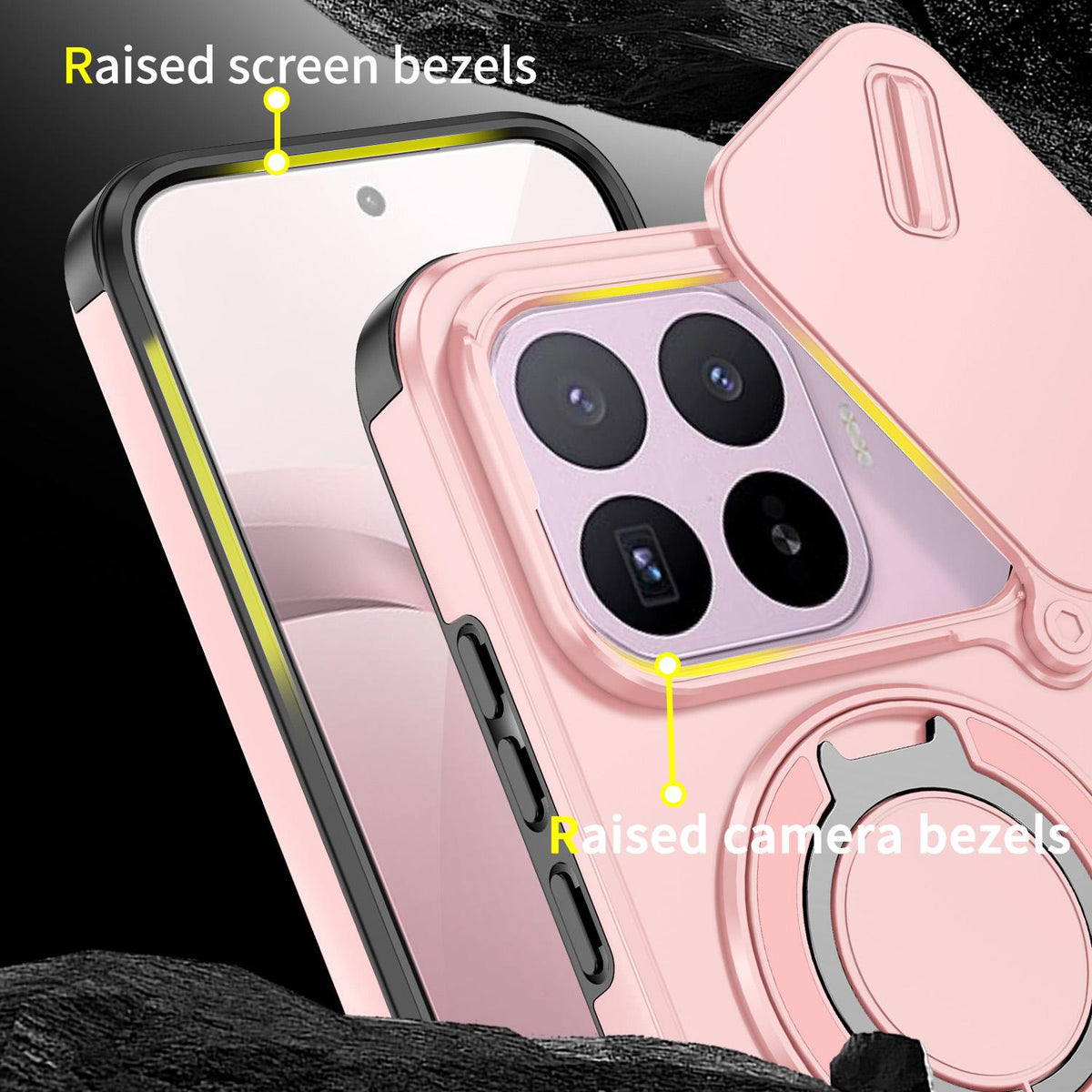 For Xiaomi 17T 5G Sliding Camshield Ring Holder Phone Case - Pink - EDA009720201E