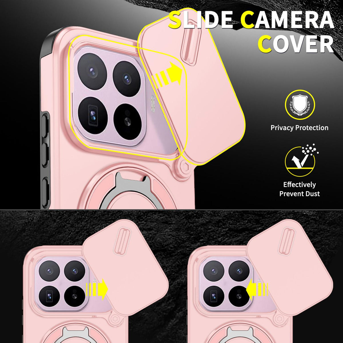 For Xiaomi 17T 5G Sliding Camshield Ring Holder Phone Case - Pink - EDA009720201E