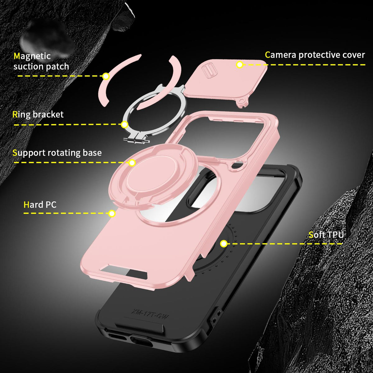For Xiaomi 17T 5G Sliding Camshield Ring Holder Phone Case - Pink - EDA009720201E