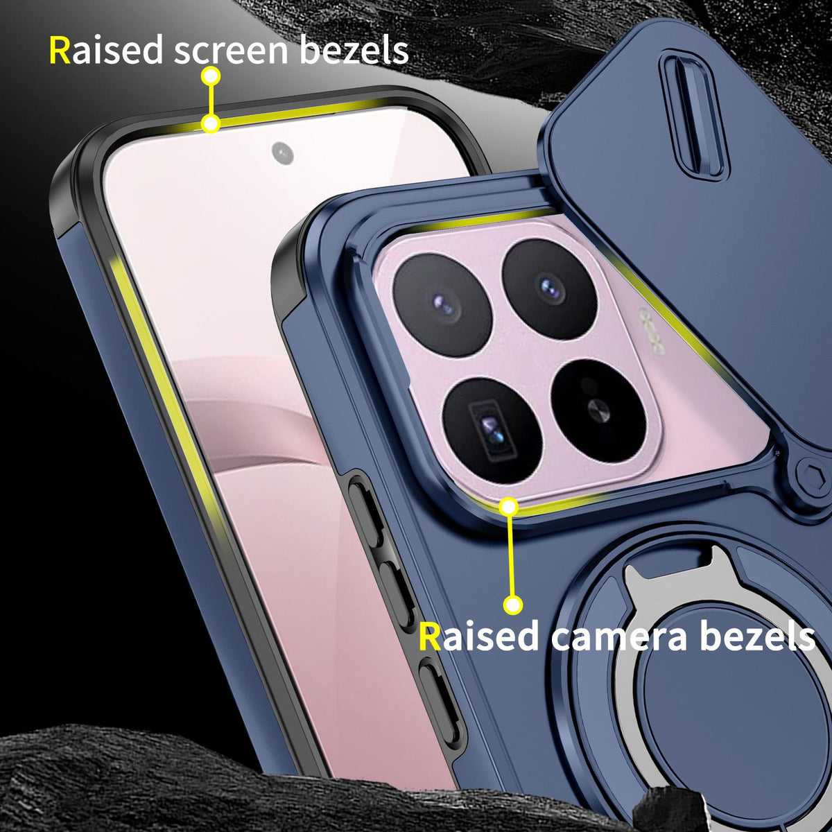 For Xiaomi 17T 5G Sliding Camshield Ring Holder Phone Case - Blue - EDA009720201F