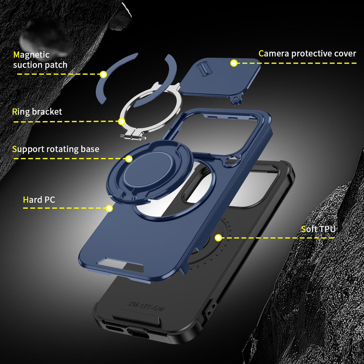For Xiaomi 17T 5G Sliding Camshield Ring Holder Phone Case - Blue - EDA009720201F