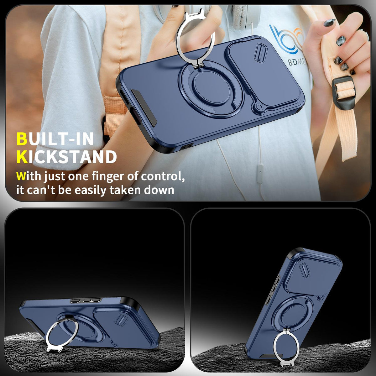 For Xiaomi 17T 5G Sliding Camshield Ring Holder Phone Case - Blue - EDA009720201F