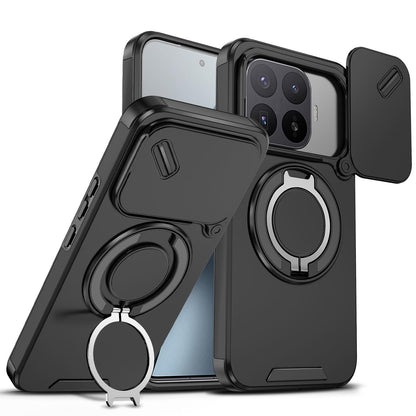 For Xiaomi 17T Pro 5G Sliding Camshield Ring Holder Phone Case - Black - EDA009720202A