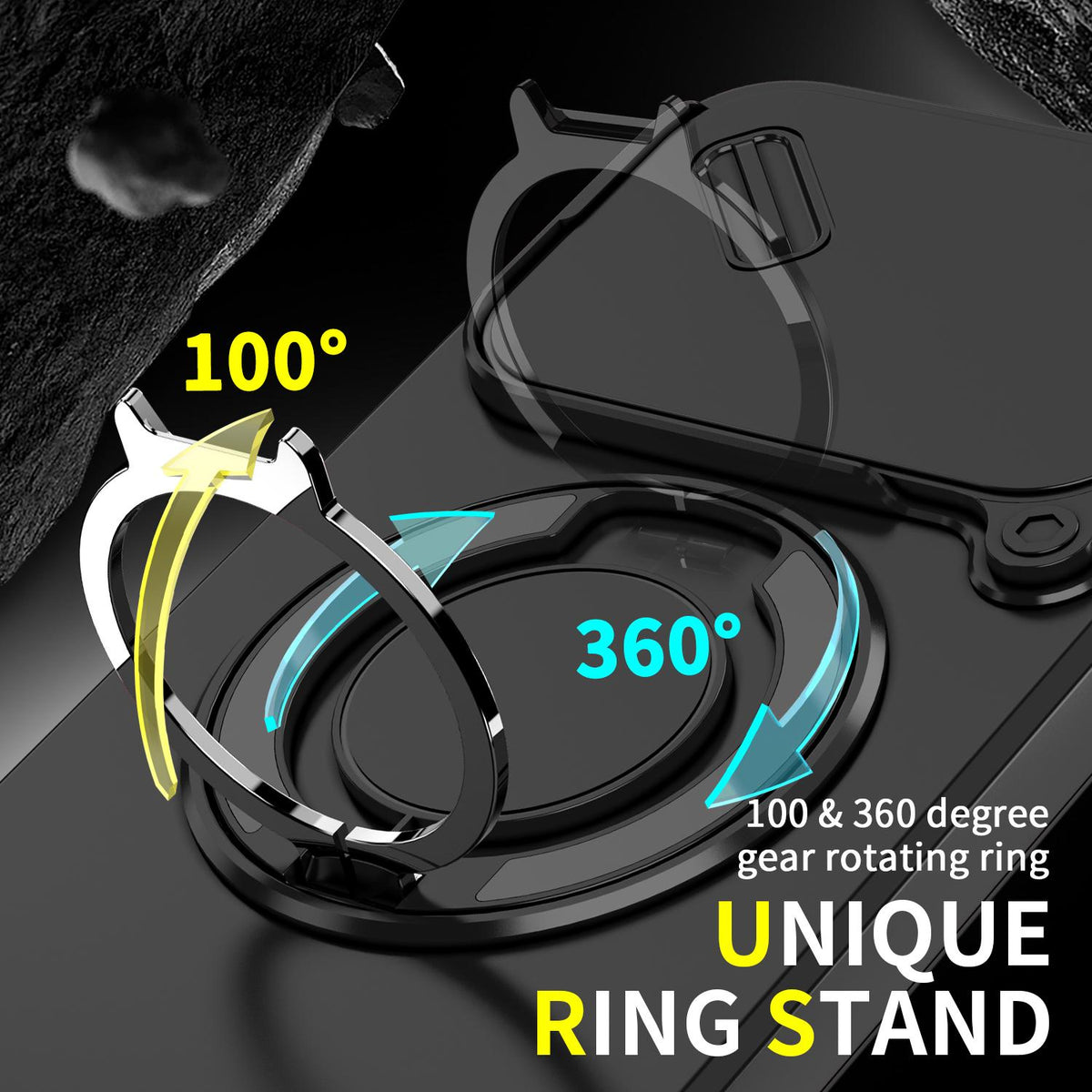 For Xiaomi 17T Pro 5G Sliding Camshield Ring Holder Phone Case - Black - EDA009720202A