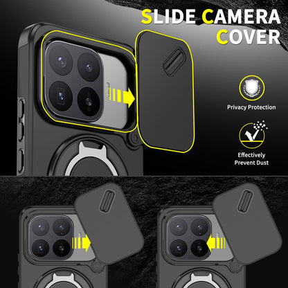 For Xiaomi 17T Pro 5G Sliding Camshield Ring Holder Phone Case - Black - EDA009720202A