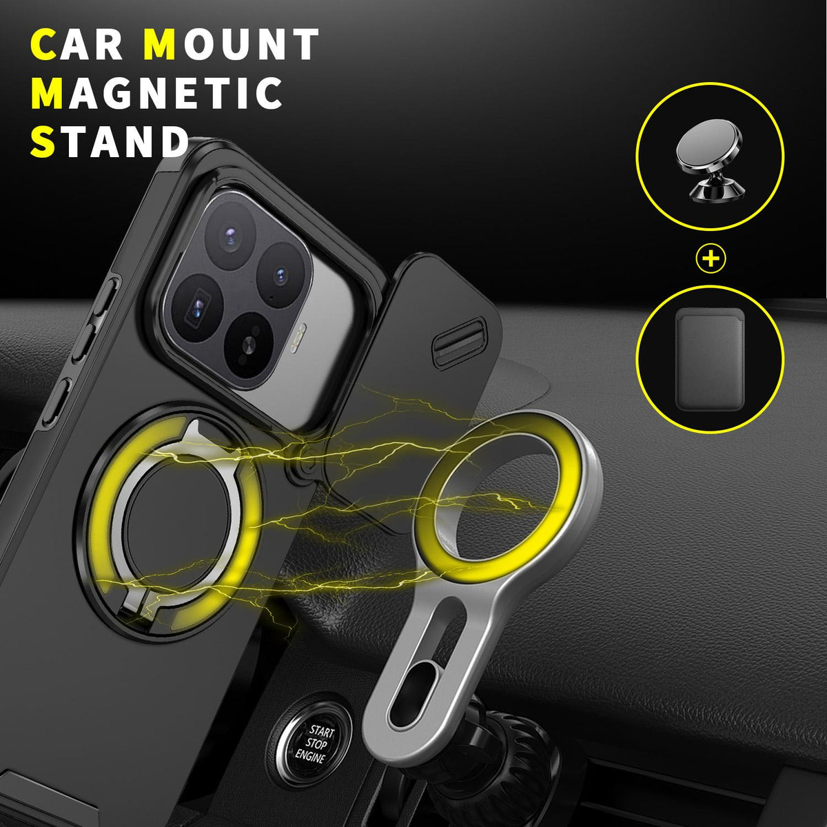 For Xiaomi 17T Pro 5G Sliding Camshield Ring Holder Phone Case - Black - EDA009720202A