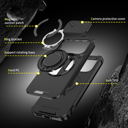 For Xiaomi 17T Pro 5G Sliding Camshield Ring Holder Phone Case - Black - EDA009720202A