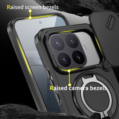 For Xiaomi 17T Pro 5G Sliding Camshield Ring Holder Phone Case - Black - EDA009720202A