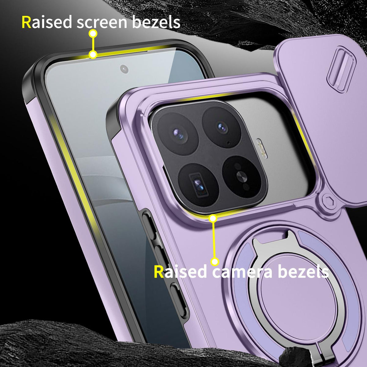 For Xiaomi 17T Pro 5G Sliding Camshield Ring Holder Phone Case - Purple - EDA009720202B
