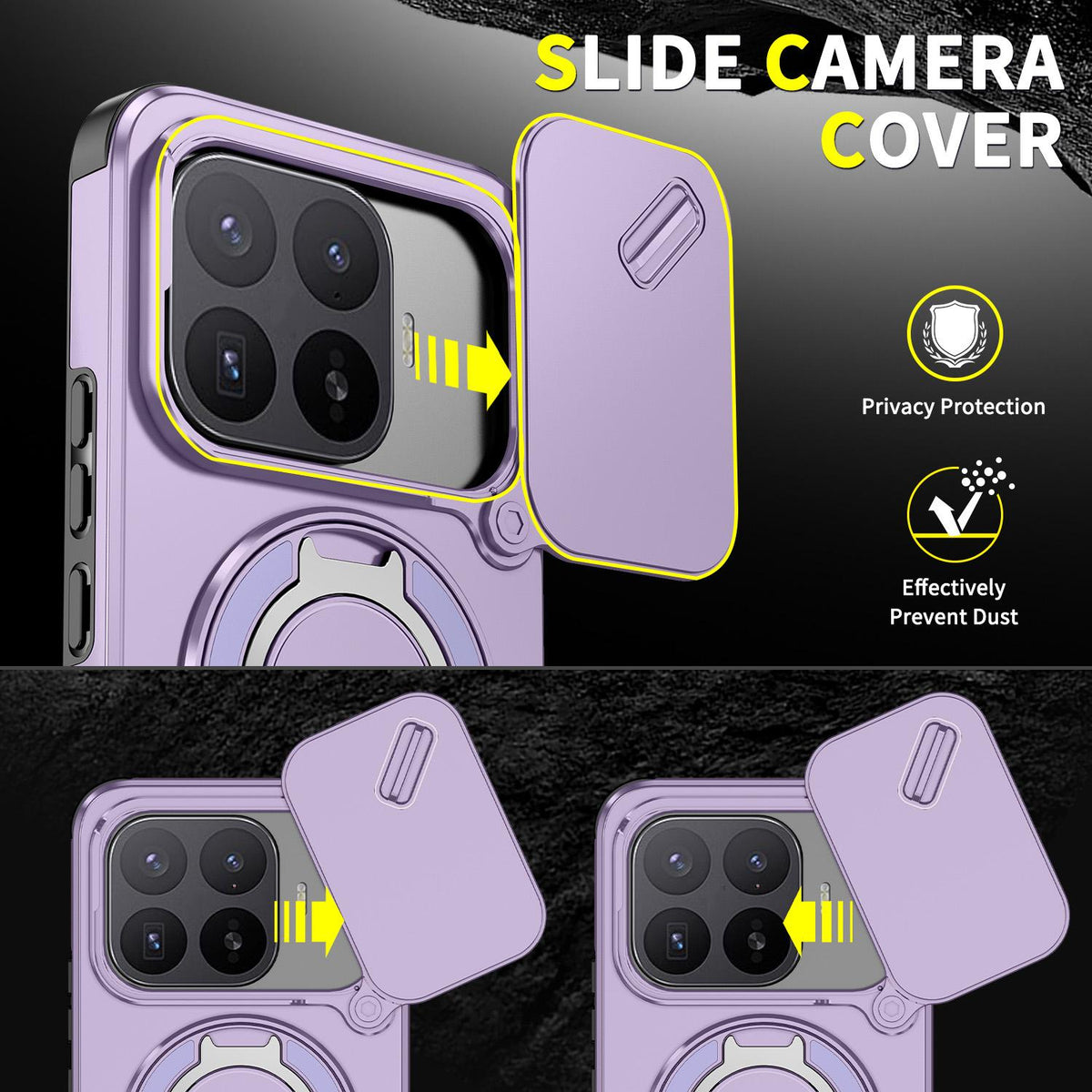 For Xiaomi 17T Pro 5G Sliding Camshield Ring Holder Phone Case - Purple - EDA009720202B