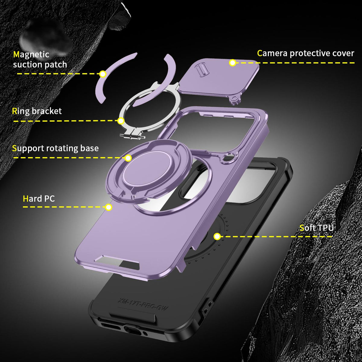 For Xiaomi 17T Pro 5G Sliding Camshield Ring Holder Phone Case - Purple - EDA009720202B