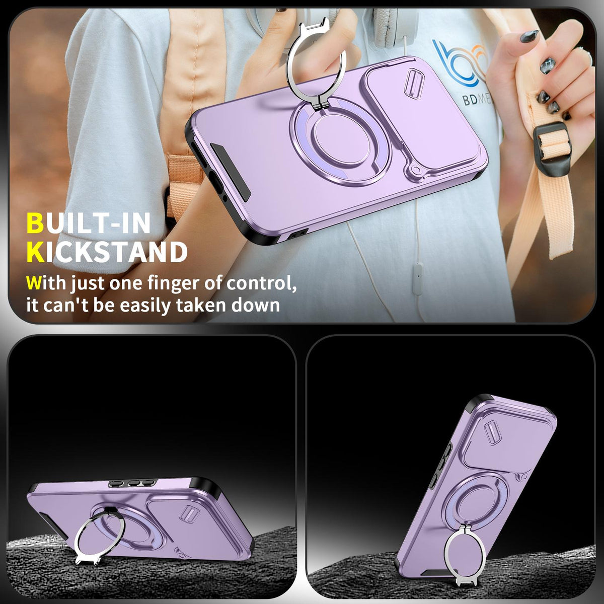 For Xiaomi 17T Pro 5G Sliding Camshield Ring Holder Phone Case - Purple - EDA009720202B