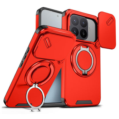 For Xiaomi 17T Pro 5G Sliding Camshield Ring Holder Phone Case - Red - EDA009720202C