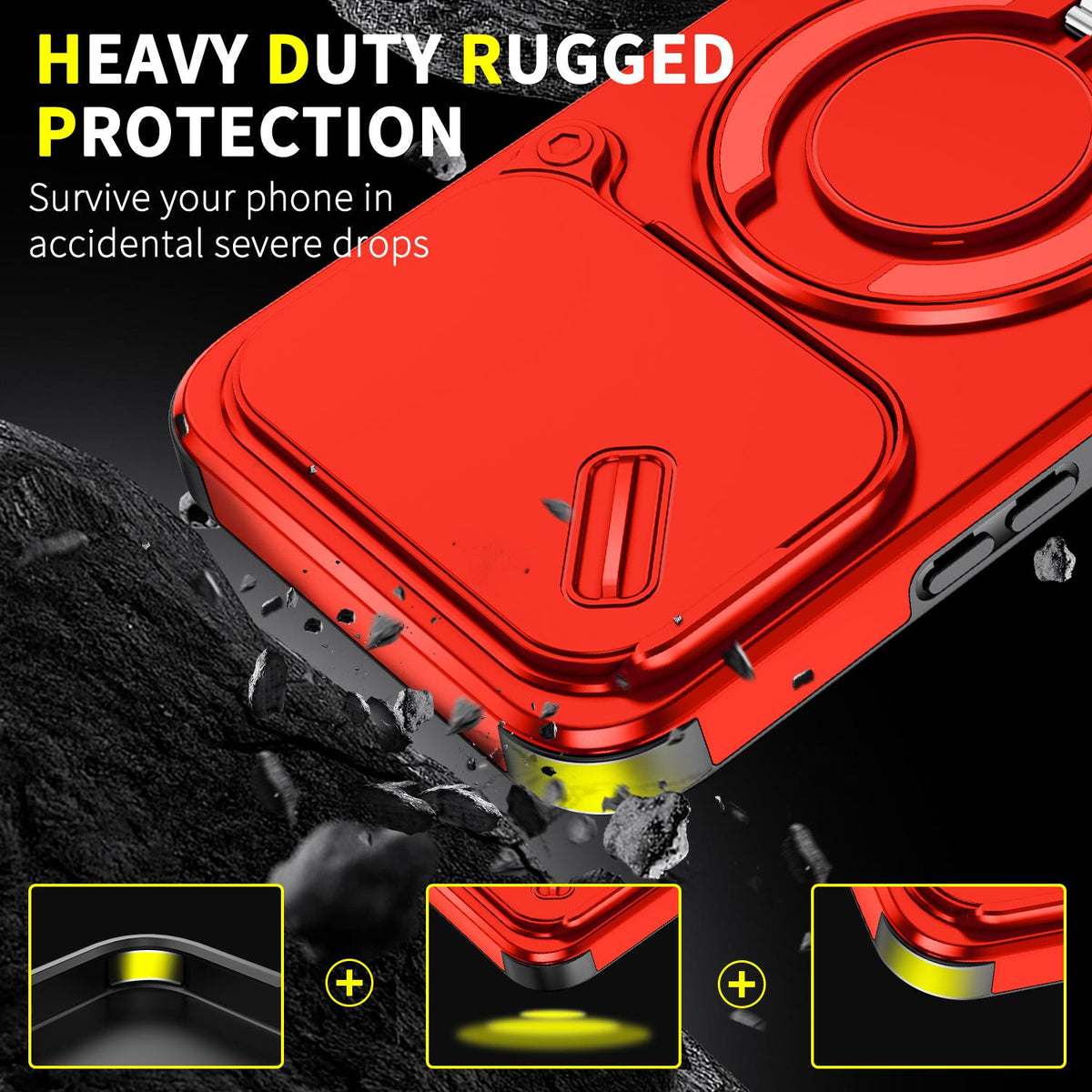 For Xiaomi 17T Pro 5G Sliding Camshield Ring Holder Phone Case - Red - EDA009720202C