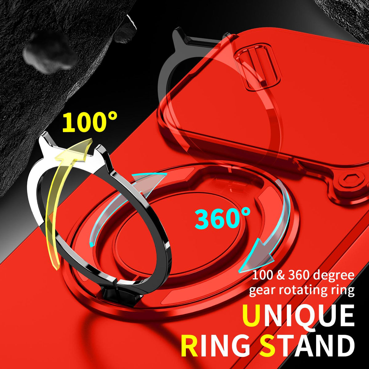 For Xiaomi 17T Pro 5G Sliding Camshield Ring Holder Phone Case - Red - EDA009720202C
