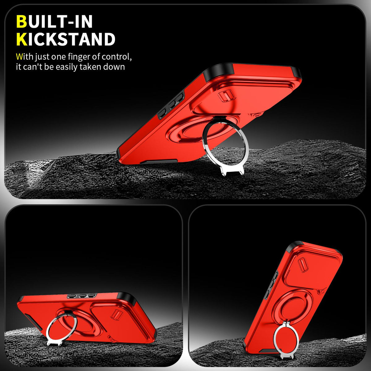 For Xiaomi 17T Pro 5G Sliding Camshield Ring Holder Phone Case - Red - EDA009720202C