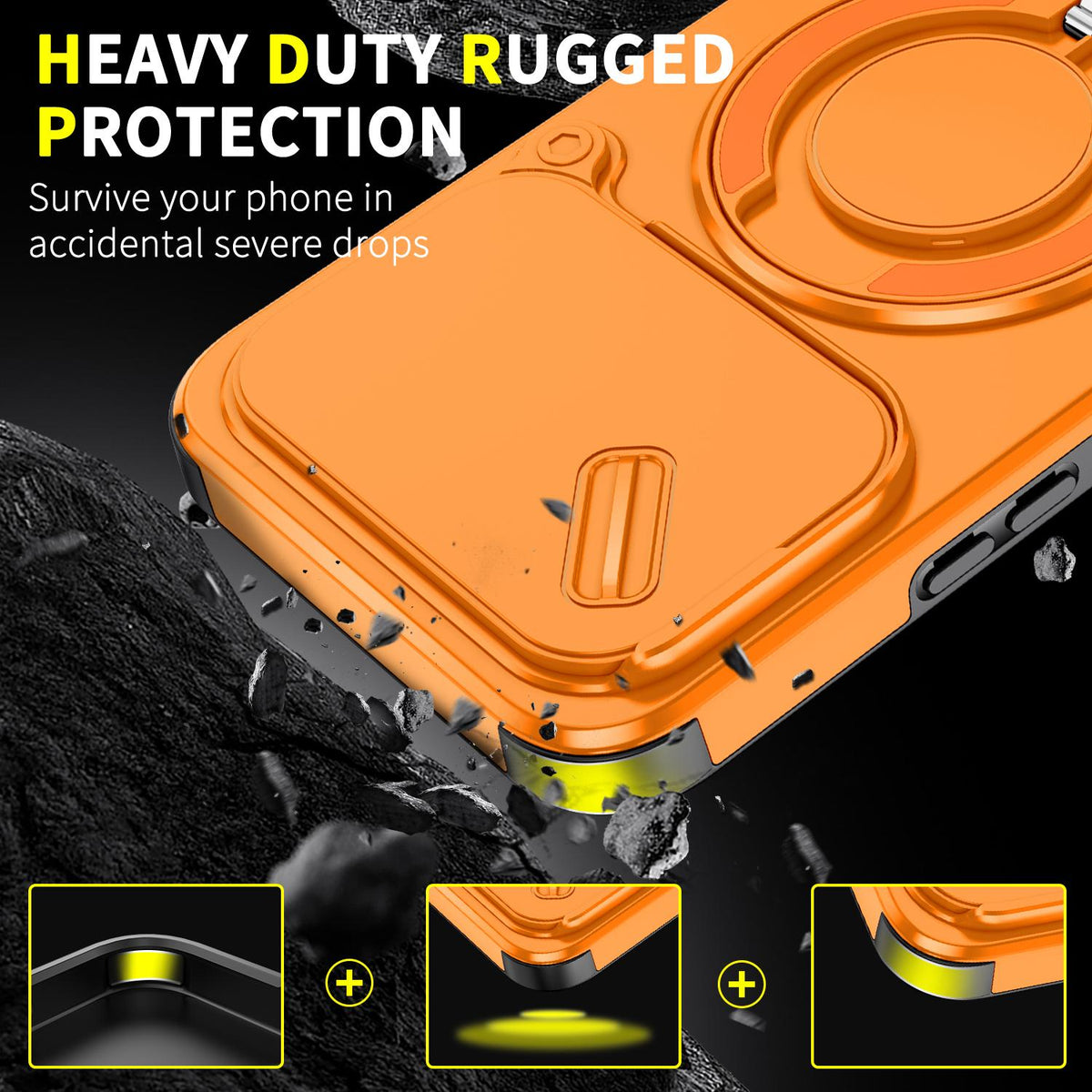 For Xiaomi 17T Pro 5G Sliding Camshield Ring Holder Phone Case - Orange - EDA009720202D