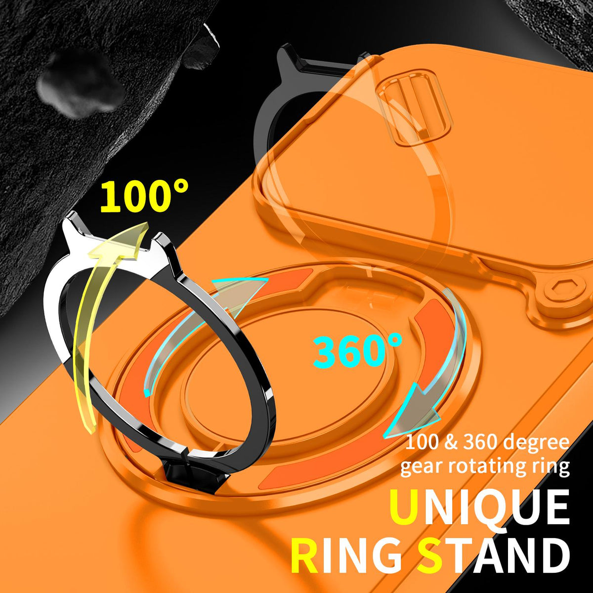 For Xiaomi 17T Pro 5G Sliding Camshield Ring Holder Phone Case - Orange - EDA009720202D