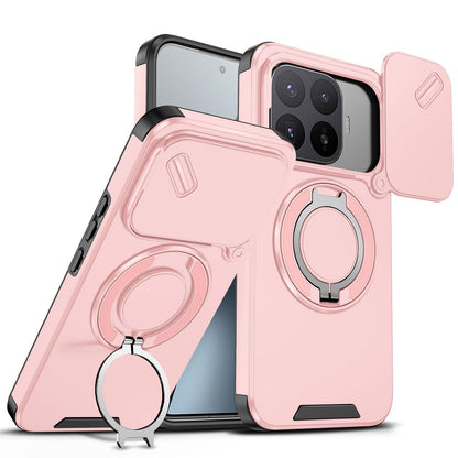 For Xiaomi 17T Pro 5G Sliding Camshield Ring Holder Phone Case - Pink - EDA009720202E