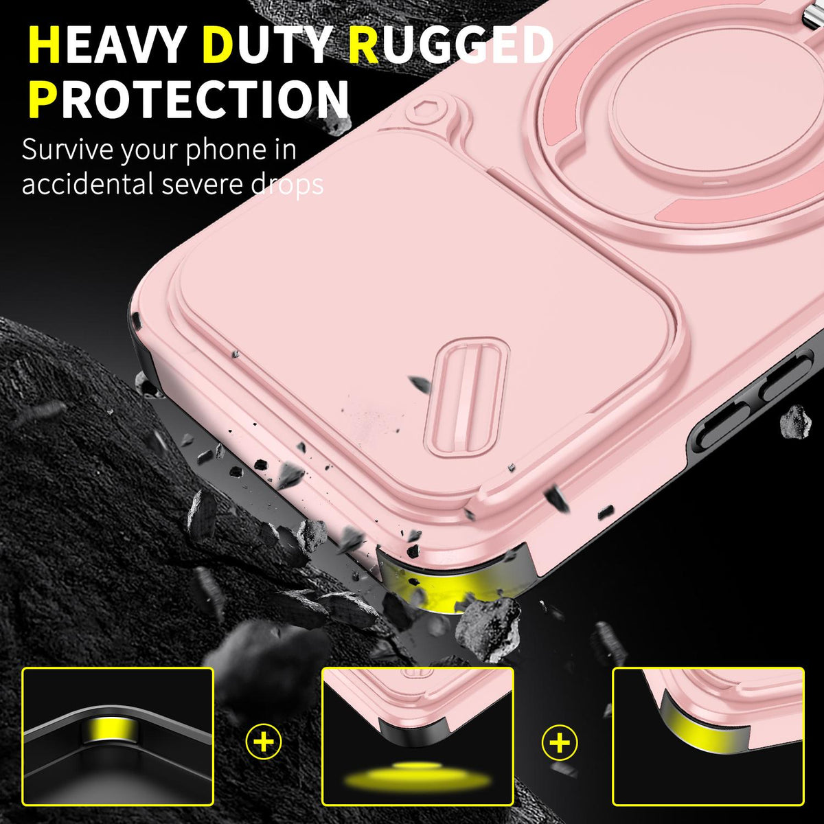 For Xiaomi 17T Pro 5G Sliding Camshield Ring Holder Phone Case - Pink - EDA009720202E