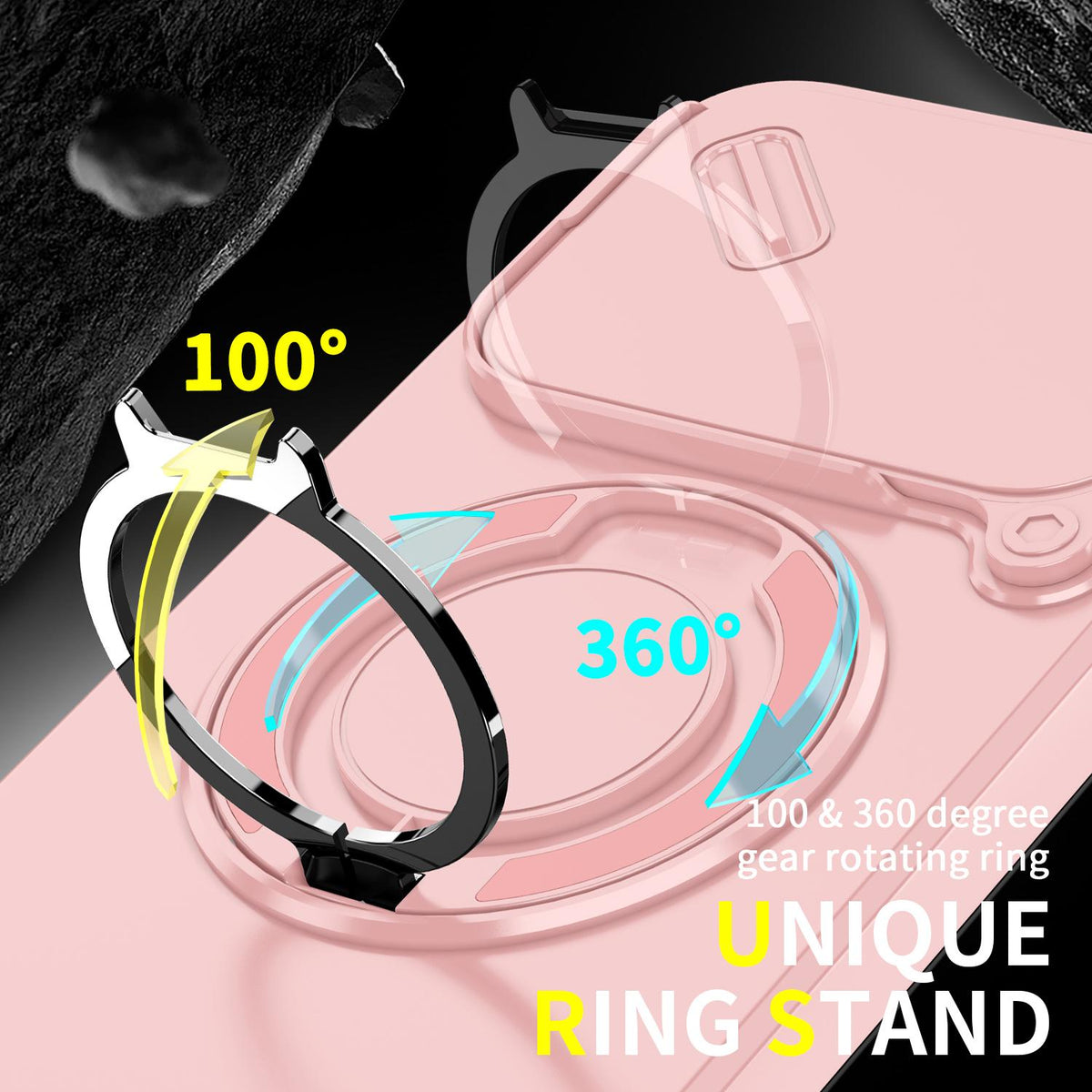 For Xiaomi 17T Pro 5G Sliding Camshield Ring Holder Phone Case - Pink - EDA009720202E