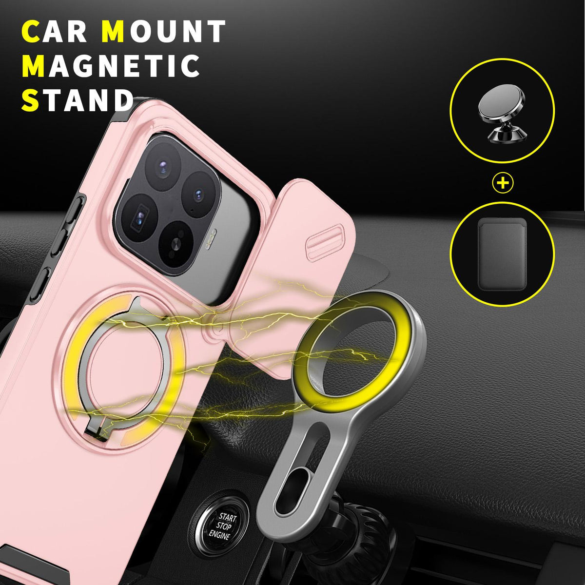 For Xiaomi 17T Pro 5G Sliding Camshield Ring Holder Phone Case - Pink - EDA009720202E