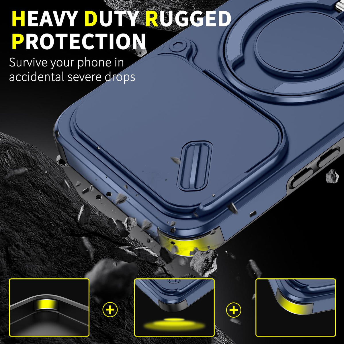 For Xiaomi 17T Pro 5G Sliding Camshield Ring Holder Phone Case - Blue - EDA009720202F