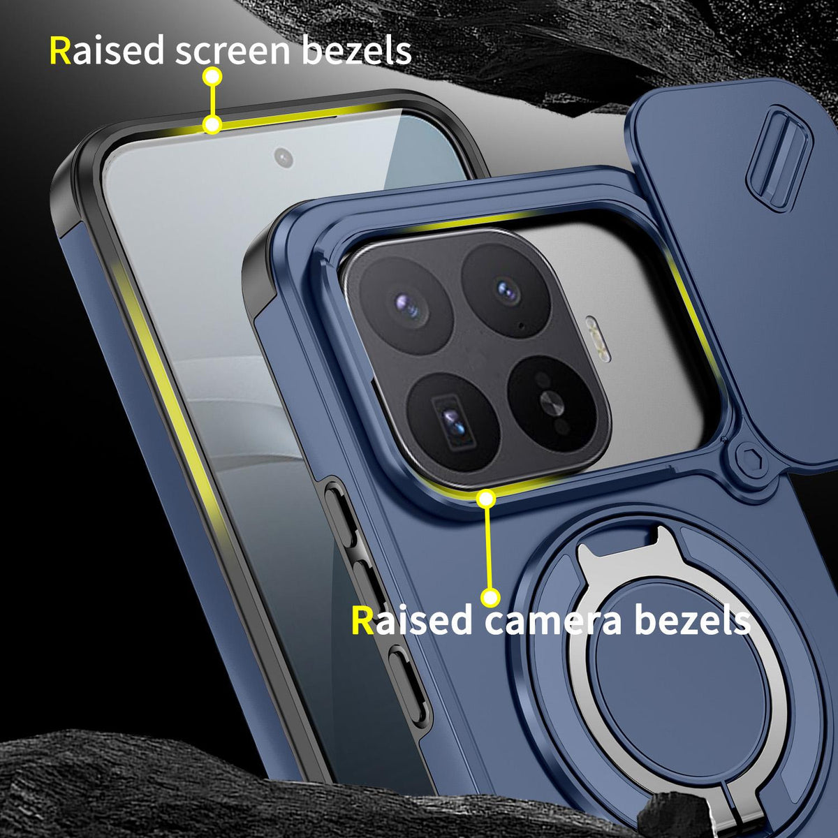 For Xiaomi 17T Pro 5G Sliding Camshield Ring Holder Phone Case - Blue - EDA009720202F