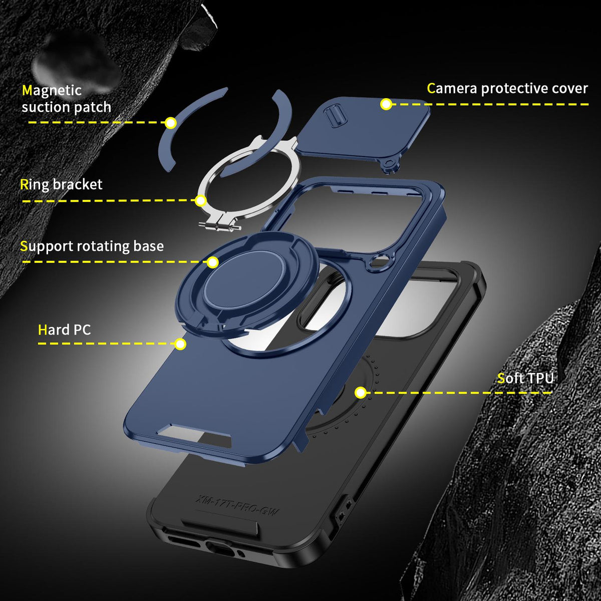 For Xiaomi 17T Pro 5G Sliding Camshield Ring Holder Phone Case - Blue - EDA009720202F