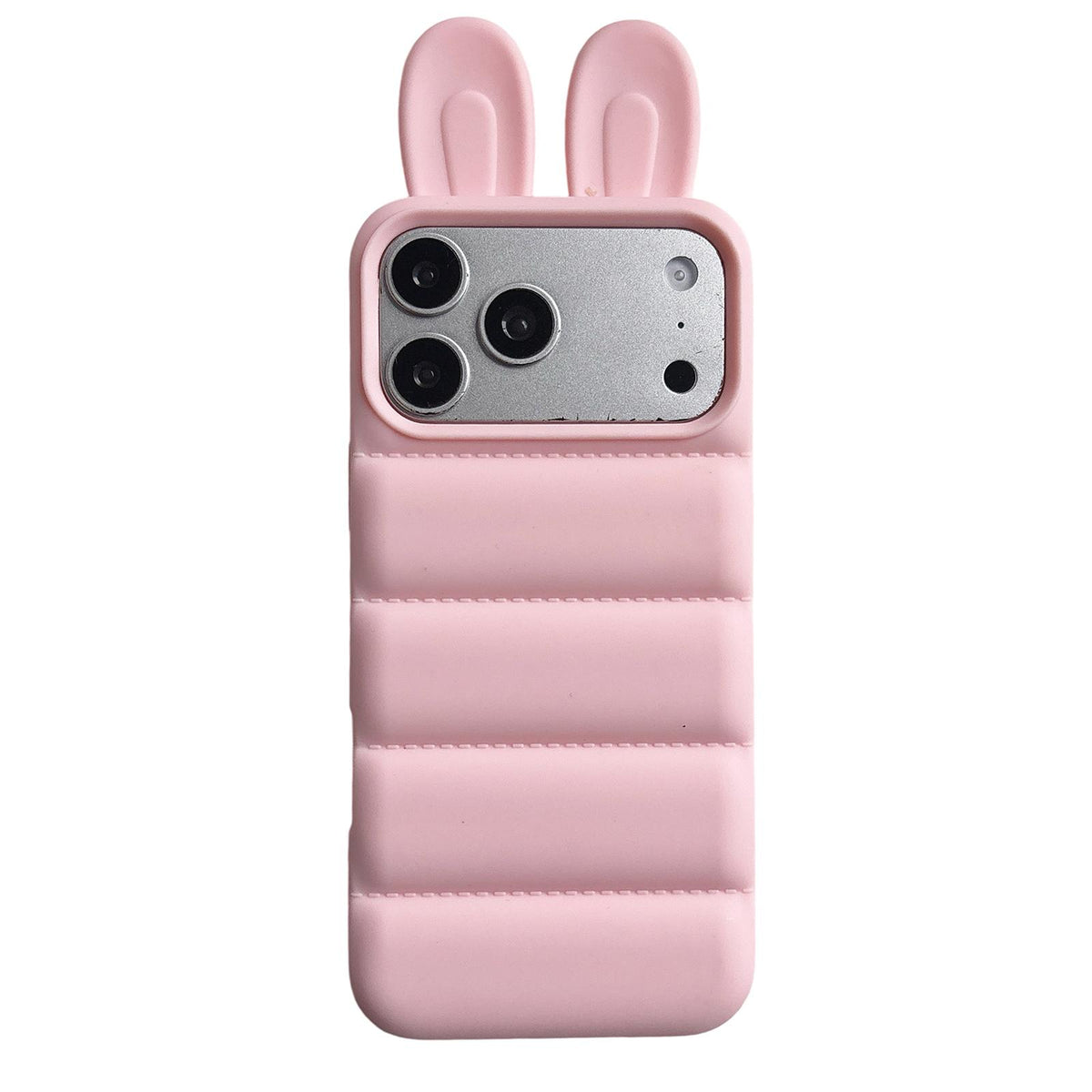 For iPhone 18 Pro / 17 Pro Bunny Ears Puffer TPU Phone Case - Pink - EDA009720301C