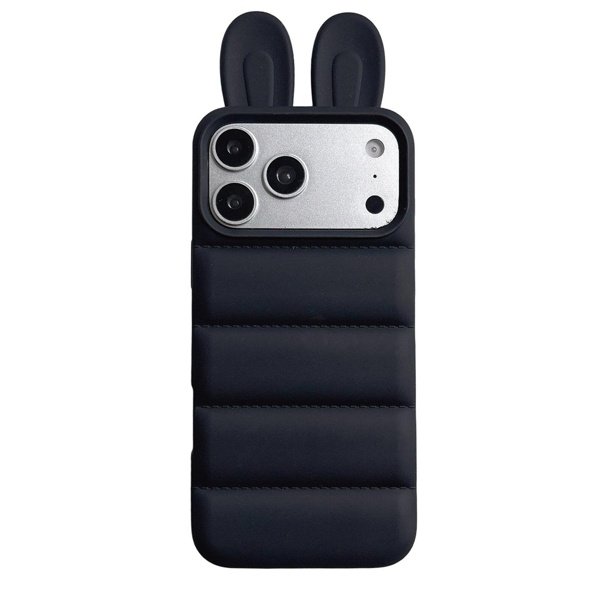 For iPhone 18 Pro / 17 Pro Bunny Ears Puffer TPU Phone Case - Black - EDA009720301D