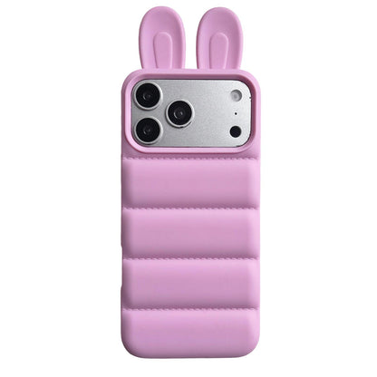 For iPhone 18 Pro / 17 Pro Bunny Ears Puffer TPU Phone Case - Rose Red - EDA009720301E
