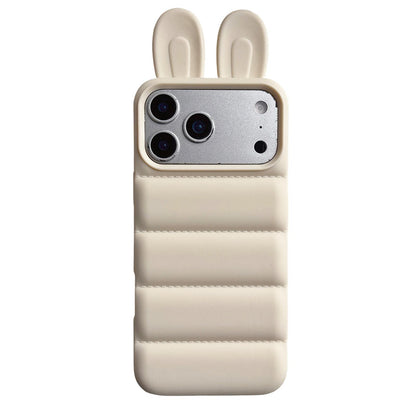 For iPhone 18 Pro Max / 17 Pro Max Bunny Ears Puffer TPU Phone Case - White - EDA009720302A