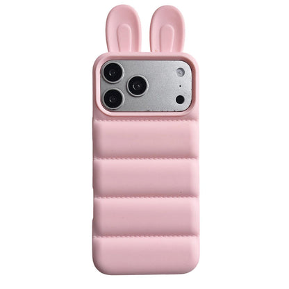 For iPhone 18 Pro Max / 17 Pro Max Bunny Ears Puffer TPU Phone Case - Pink - EDA009720302C