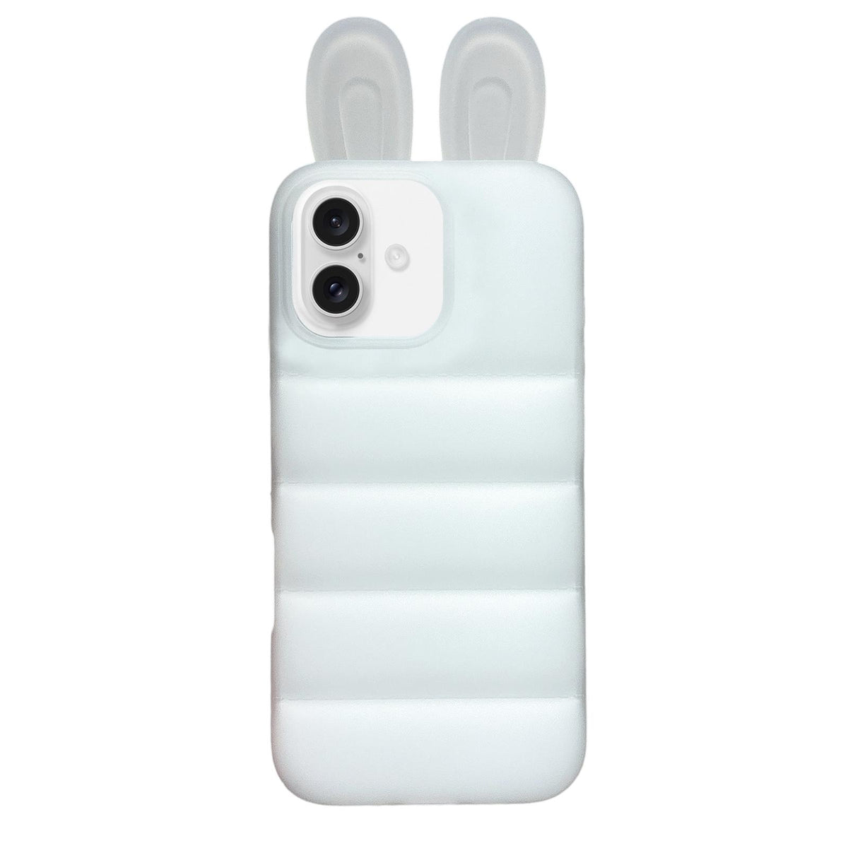 For iPhone 16 Bunny Ears Puffer TPU Phone Case - Translucent - EDA009720306B