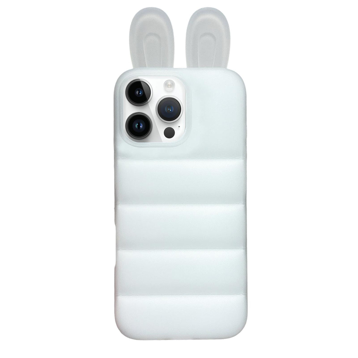 For iPhone 15 Pro Bunny Ears Puffer TPU Phone Case - Translucent - EDA009720308B
