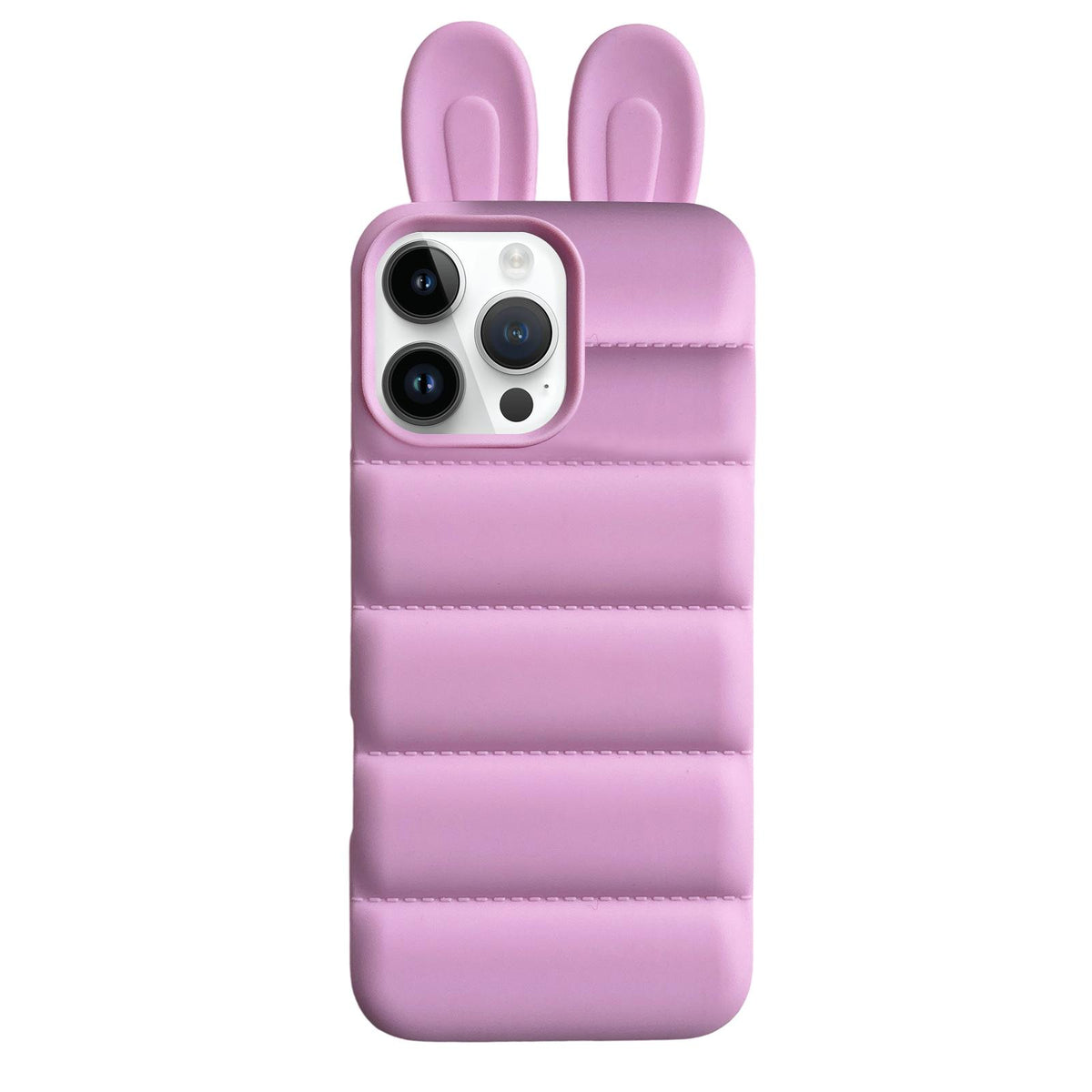 For iPhone 14 Pro Max Bunny Ears Puffer TPU Phone Case - Rose Red - EDA009720312E
