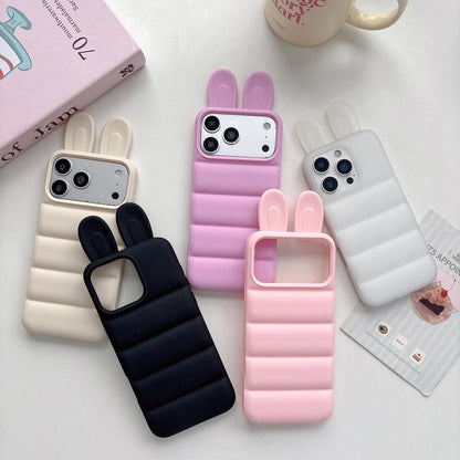 For iPhone 18 Pro / 17 Pro Bunny Ears Puffer TPU Phone Case - Translucent - EDA009720301B