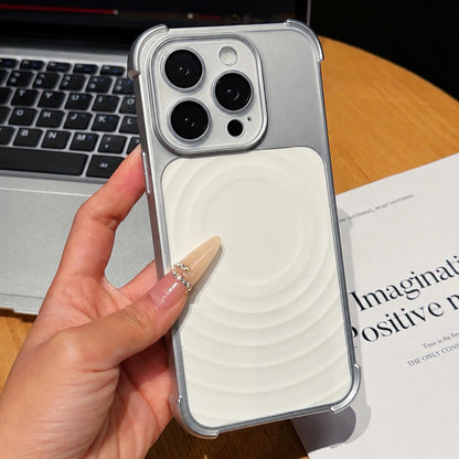 For iPhone 14 Pro Max Water Ripple Texture Magnetic Phone Case with Lens Film - White - EDA009720506A