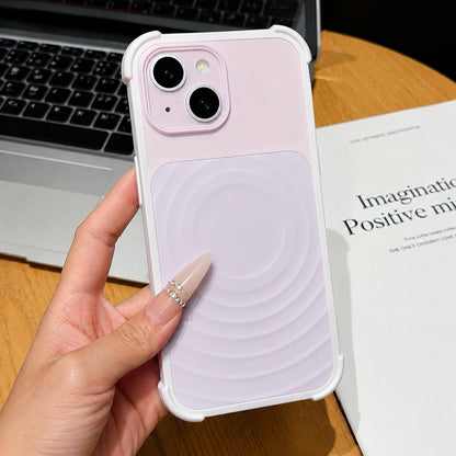 For iPhone 15 Water Ripple Texture Magnetic Phone Case with Lens Film - Pink - EDA009720507C