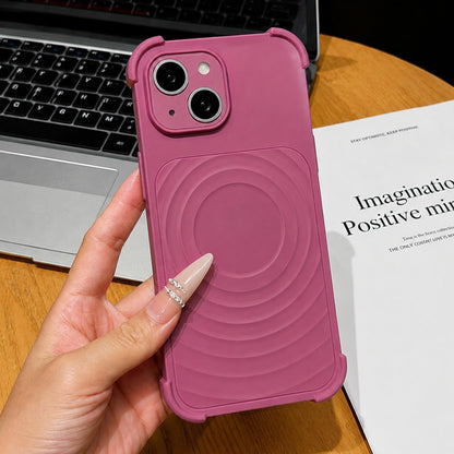 For iPhone 15 Water Ripple Texture Magnetic Phone Case with Lens Film - Purple - EDA009720507H
