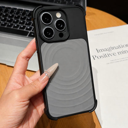 For iPhone 15 Pro Max Water Ripple Texture Magnetic Phone Case with Lens Film - Black - EDA009720509D