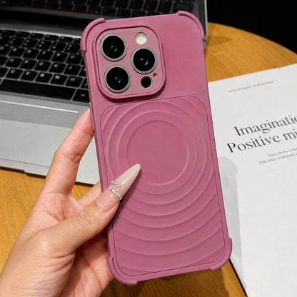 For iPhone 15 Pro Max Water Ripple Texture Magnetic Phone Case with Lens Film - Purple - EDA009720509H