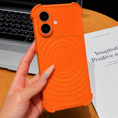 For iPhone 17 Water Ripple Texture Magnetic Phone Case with Lens Film - Orange - EDA009720513B