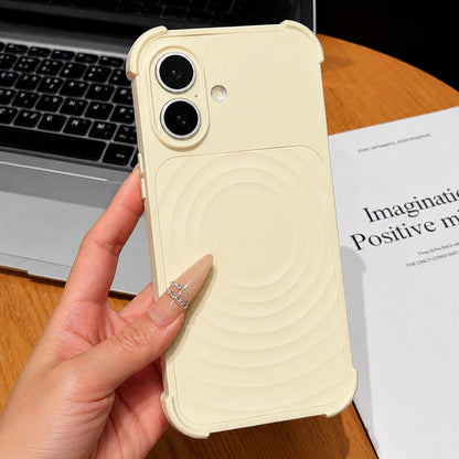 For iPhone 17 Water Ripple Texture Magnetic Phone Case with Lens Film - Creamy Yellow - EDA009720513F